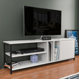 Decorotika Oneida Single Door 4 Shelf Black and White TV Unit - Size: 51 x 160 x 35cm - Multi - Wilko - thumbnail 7