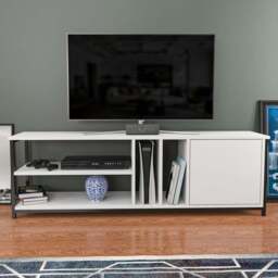 Decorotika Oneida Single Door 4 Shelf Black and White TV Unit - Size: 51 x 160 x 35cm - Multi - Wilko - thumbnail 1