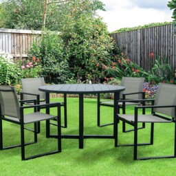 Bayview 4 Seater Dining Set - Black - Outdoor Essentials - Wilko