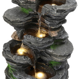 Living and Home 5 Tier LED Solar Powered Imitation Rock Outdoor Waterfall Fountain - Size: 48.5 x 32 x 22cm - Grey - Wilko - thumbnail 6