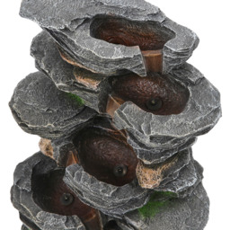 Living and Home 5 Tier LED Solar Powered Imitation Rock Outdoor Waterfall Fountain - Size: 48.5 x 32 x 22cm - Grey - Wilko - thumbnail 4