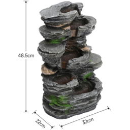 Living and Home 5 Tier LED Solar Powered Imitation Rock Outdoor Waterfall Fountain - Size: 48.5 x 32 x 22cm - Grey - Wilko - thumbnail 7
