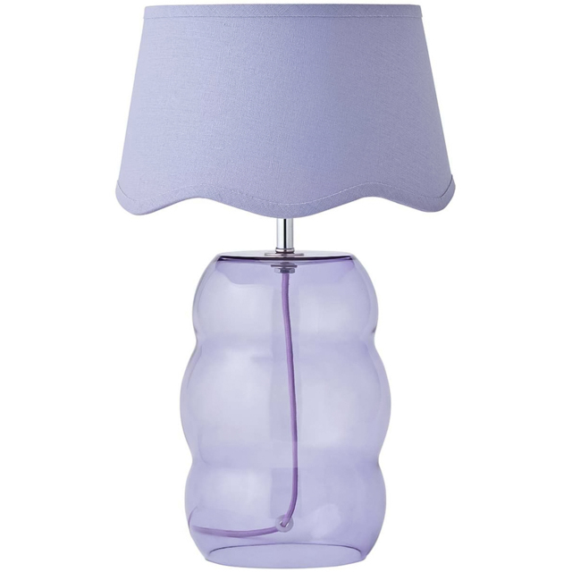 ValueLights Lolly Scallop Shade Lilac Glass Bubble Table Lamp with Bulb - Size: 42 x 35 x 35cm - Wilko - image 1