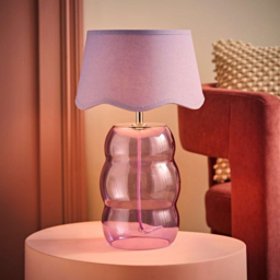 ValueLights Lolly Scallop Shade Lilac Glass Bubble Table Lamp with Bulb - Size: 42 x 35 x 35cm - Wilko - thumbnail 3