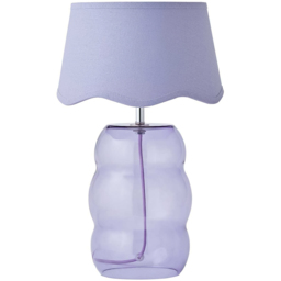 ValueLights Lolly Scallop Shade Lilac Glass Bubble Table Lamp with Bulb - Size: 42 x 35 x 35cm - Wilko