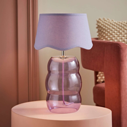 ValueLights Lolly Scallop Shade Lilac Glass Bubble Table Lamp with Bulb - Size: 42 x 35 x 35cm - Wilko - thumbnail 7
