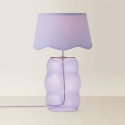 ValueLights Lolly Scallop Shade Lilac Glass Bubble Table Lamp with Bulb - Size: 42 x 35 x 35cm - Wilko - thumbnail 6