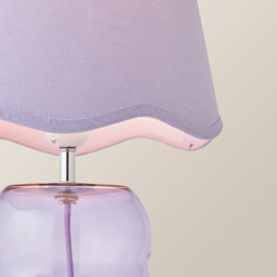 ValueLights Lolly Scallop Shade Lilac Glass Bubble Table Lamp with Bulb - Size: 42 x 35 x 35cm - Wilko - thumbnail 4
