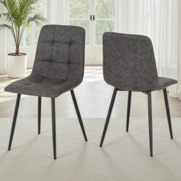 Seconique Fenton Set of 2 Dark Grey Suede Fabric Dining Chair - Wilko - thumbnail 1