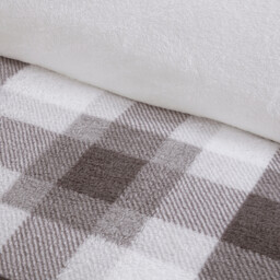 Teddy Fleece Check Duvet Set Grey King - Wilko - thumbnail 4