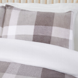 Teddy Fleece Check Duvet Set Grey King - Wilko - thumbnail 7