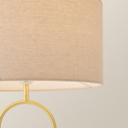 ValueLights Rachel Natural Lamp Shade Brushed Gold Arch Marble Base LED Table Lamp - Size: 39 x 32 x 32cm - Brown - Wilko - thumbnail 4