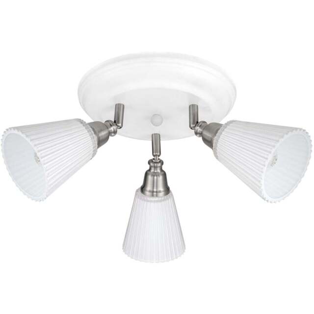 Cosylyte Leverton 3 Light Round Plate Ribbed Glass Spotlight - Size: 26.5 x 26.5 x 19cm - White - Wilko - image 1
