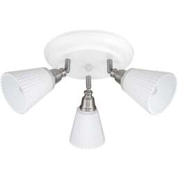 Cosylyte Leverton 3 Light Round Plate Ribbed Glass Spotlight - Size: 26.5 x 26.5 x 19cm - White - Wilko