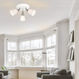 Cosylyte Leverton 3 Light Round Plate Ribbed Glass Spotlight - Size: 26.5 x 26.5 x 19cm - White - Wilko - thumbnail 7