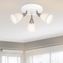 Cosylyte Leverton 3 Light Round Plate Ribbed Glass Spotlight - Size: 26.5 x 26.5 x 19cm - White - Wilko - thumbnail 3