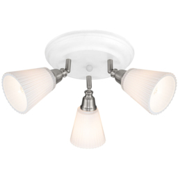Cosylyte Leverton 3 Light Round Plate Ribbed Glass Spotlight - Size: 26.5 x 26.5 x 19cm - White - Wilko - thumbnail 4