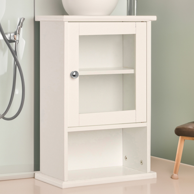 Premier Housewares Portland Mirror Bathroom Cabinet - Size: 35 x 18 x 51cm - White - Wilko - image 1