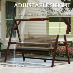 Outsunny 3 Seater Grey Garden Swing Chair with Side Trays and Cushion - Size: 170 x 243 x 134cm - Carbonised finish - Wilko - thumbnail 7