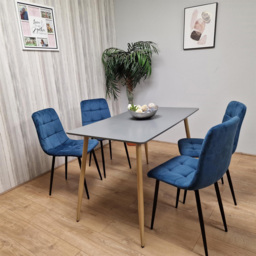 Portland 4 Seater Velvet Dining Set Grey and Blue - Multi - Wilko - thumbnail 7