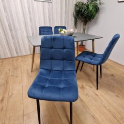 Portland 4 Seater Velvet Dining Set Grey and Blue - Multi - Wilko - thumbnail 5