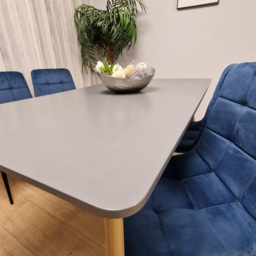 Portland 4 Seater Velvet Dining Set Grey and Blue - Multi - Wilko - thumbnail 3