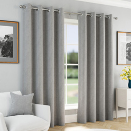 Enhanced Living Grey Herringbone Blackout Eyelet Thermal Curtains 168 x 229cm - Size: W 168 x D 229cm - Wilko - thumbnail 1