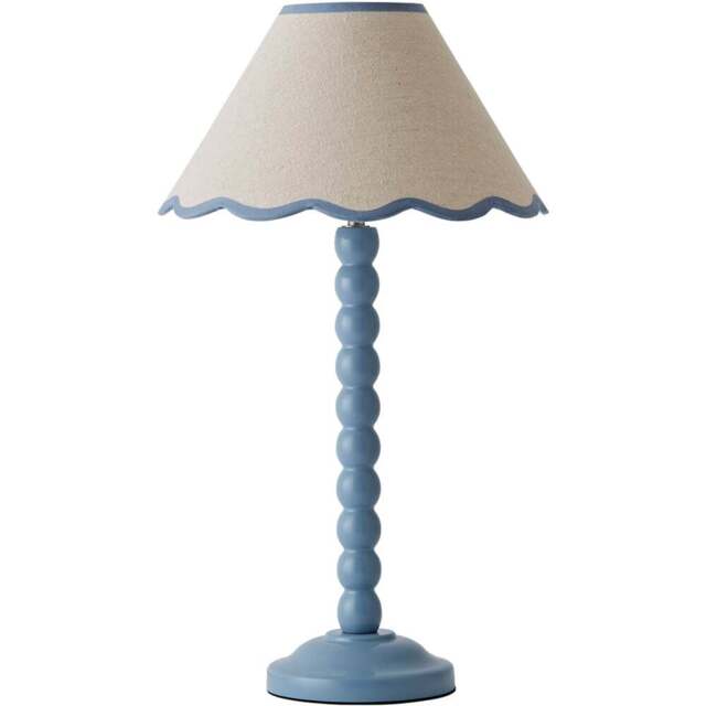 ValueLights Bobbins Blue Trim Scallop Shade Powder Blue LED Table Lamp - Size: 45 x 27 x 27cm - Wilko - image 1