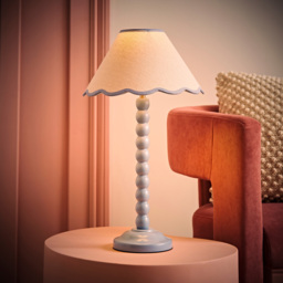 ValueLights Bobbins Blue Trim Scallop Shade Powder Blue LED Table Lamp - Size: 45 x 27 x 27cm - Wilko - thumbnail 7