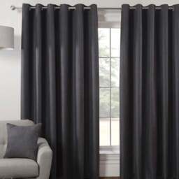 Divante Hoxton Charcoal Blackout Eyelet Curtains 229cm - Size: W 228 x D 228cm - Wilko - thumbnail 6