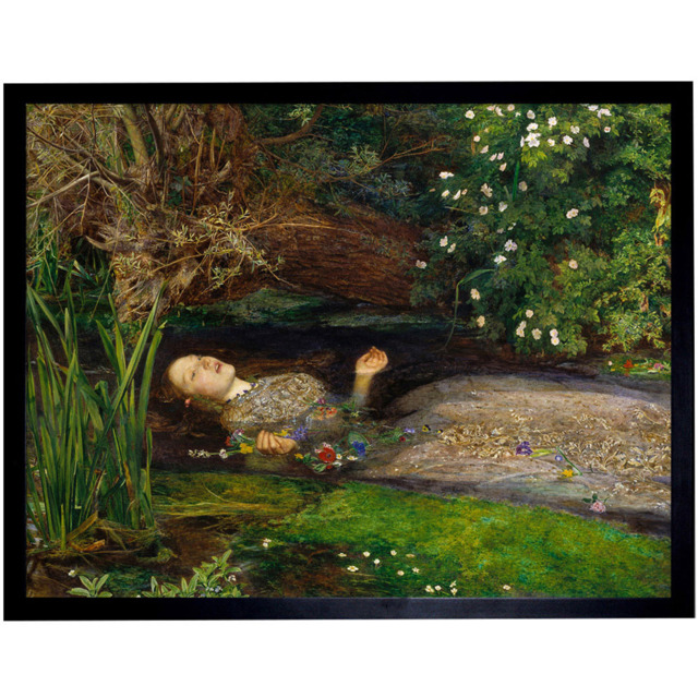 Artery8 Cropped John Everett Millais Ophelia Framed Wall Art Print 30 x 41cm - Size: 43.3 x 33.3 x 1.5cm - Green - Wilko - image 1