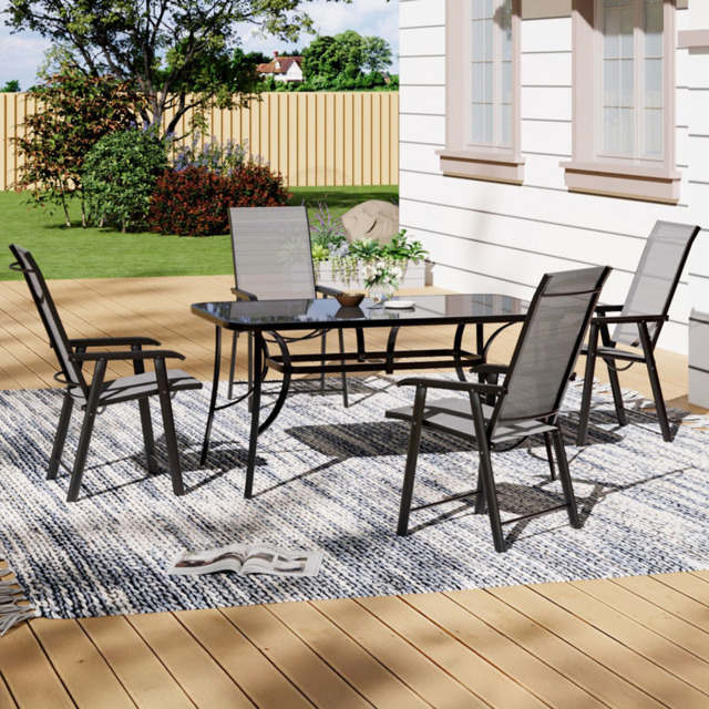 Living and Home Foldable 4 Seater Patio Set - Black - Wilko - image 1