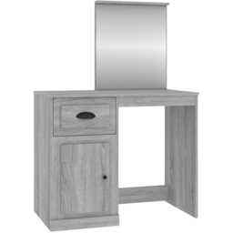 vidaXL Single Door Single Drawer Grey Sonoma Dressing Table with Mirror - Size: 132.5 x 90 x 50cm - Wilko - thumbnail 3