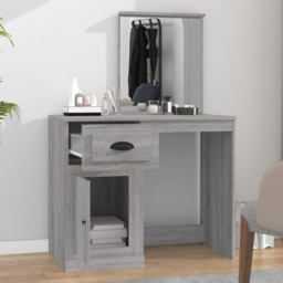 vidaXL Single Door Single Drawer Grey Sonoma Dressing Table with Mirror - Size: 132.5 x 90 x 50cm - Wilko - thumbnail 1