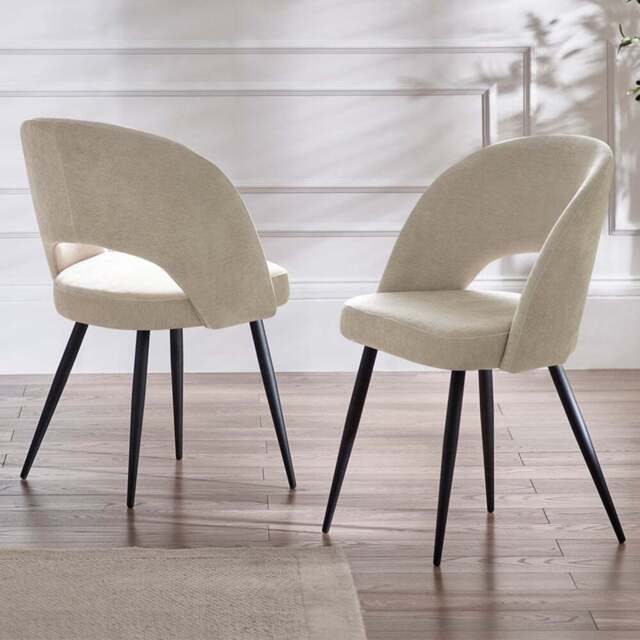 Julian Bowen Ella Set of 2 Calico Dining Chairs - Cream - Wilko - image 1