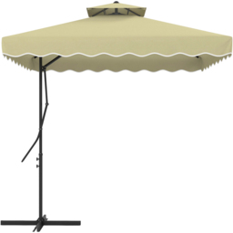 Outsunny Beige Square Double Tier Cantilever Parasol with Ruffles 2.5m - Size: 3m - Cream - Wilko - thumbnail 1