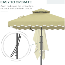 Outsunny Beige Square Double Tier Cantilever Parasol with Ruffles 2.5m - Size: 3m - Cream - Wilko - thumbnail 5