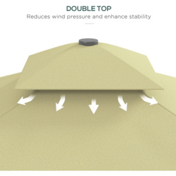 Outsunny Beige Square Double Tier Cantilever Parasol with Ruffles 2.5m - Size: 3m - Cream - Wilko - thumbnail 7