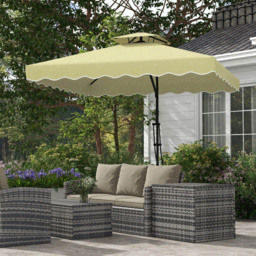 Outsunny Beige Square Double Tier Cantilever Parasol with Ruffles 2.5m - Size: 3m - Cream - Wilko - thumbnail 3