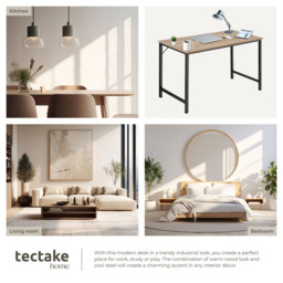 Tectake Jenkins Industrial Wood Study Desk Oak Sonoma 140cm - Size: 75.5 x 140 x 60cm - Brown - Wilko - thumbnail 6