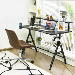 Costway Single Shelf Gaming Computer Desk Black - Size: 136 x 67 x 15cm - Wilko - thumbnail 6
