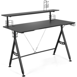 Costway Single Shelf Gaming Computer Desk Black - Size: 136 x 67 x 15cm - Wilko - thumbnail 4
