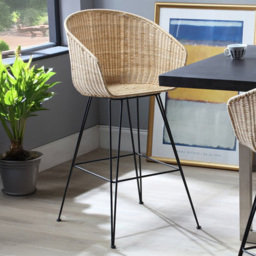 Desser Porto Large Natural Wicker Bar Stool - Size: Single - Brown - Wilko