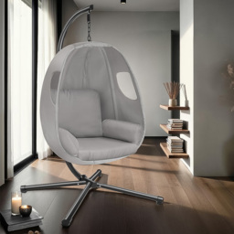 tectake Anika Light Grey Hanging Egg Chair - Size: 201 x 100 x 97cm - Wilko - thumbnail 1