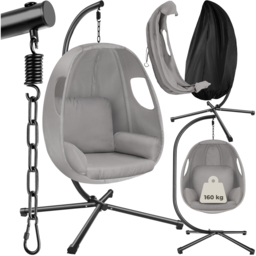 tectake Anika Light Grey Hanging Egg Chair - Size: 201 x 100 x 97cm - Wilko - thumbnail 3