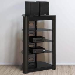 Centurion Supports Zinnia 5 Shelf Black Glass with Gloss Facia Flat Screen - Size: 102 x 68 x 49cm - Wilko