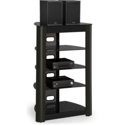 Centurion Supports Zinnia 5 Shelf Black Glass with Gloss Facia Flat Screen - Size: 102 x 68 x 49cm - Wilko - thumbnail 3