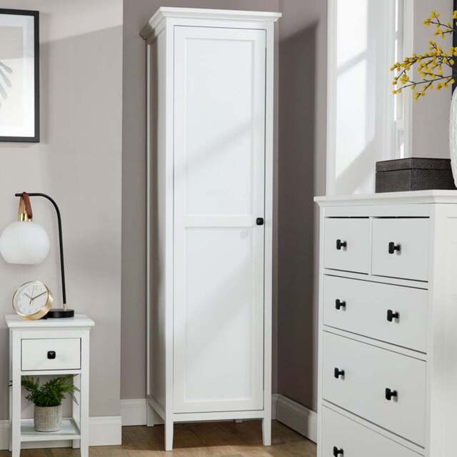 Home Source Belle Vue Single Door White Wardrobe with Hanging Rail - Wilko - image 1