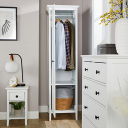 Home Source Belle Vue Single Door White Wardrobe with Hanging Rail - Wilko - thumbnail 7