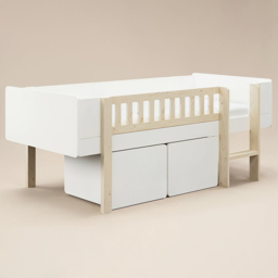Noomi Kayla White Mid Sleeper Bed with Storage and Moveable Ladder - Size: 82 x 107 x 204cm - Wilko - thumbnail 3